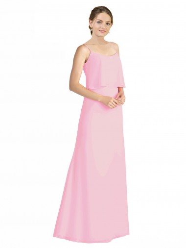 Buy Spaghetti Straps A-Line Chiffon Bridesmaid Dress Low Back UK