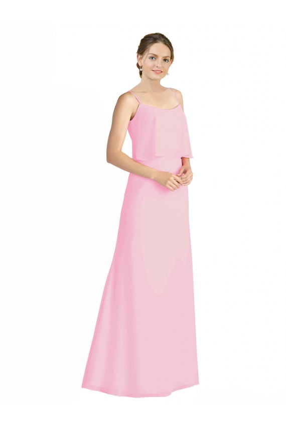 Buy Spaghetti Straps A-Line Chiffon Bridesmaid Dress Low Back UK