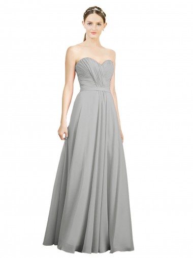 Buy Sweetheart Strapless Draped Long Chiffon Bridesmaid Dress UK