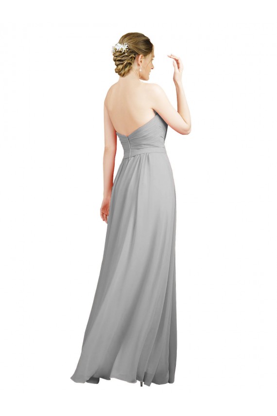 Buy Sweetheart Strapless Draped Long Chiffon Bridesmaid Dress UK