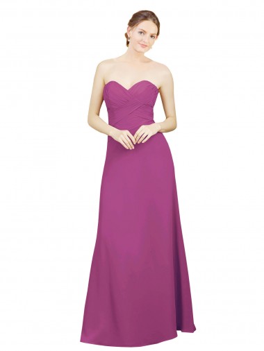 Buy Sweetheart Neckline Pleated Chiffon Bridesmaid Dress with Low Back UK