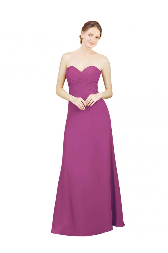 Buy Sweetheart Neckline Pleated Chiffon Bridesmaid Dress with Low Back UK