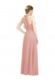 Buy Ruched Sweetheart Halter Neckline Chiffon Bridesmaid Dress with Tie Open Back UK