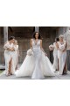 Buy Chiffon Long Champagne Evening Dress with Sexy High Slit and Front Ruffles UK