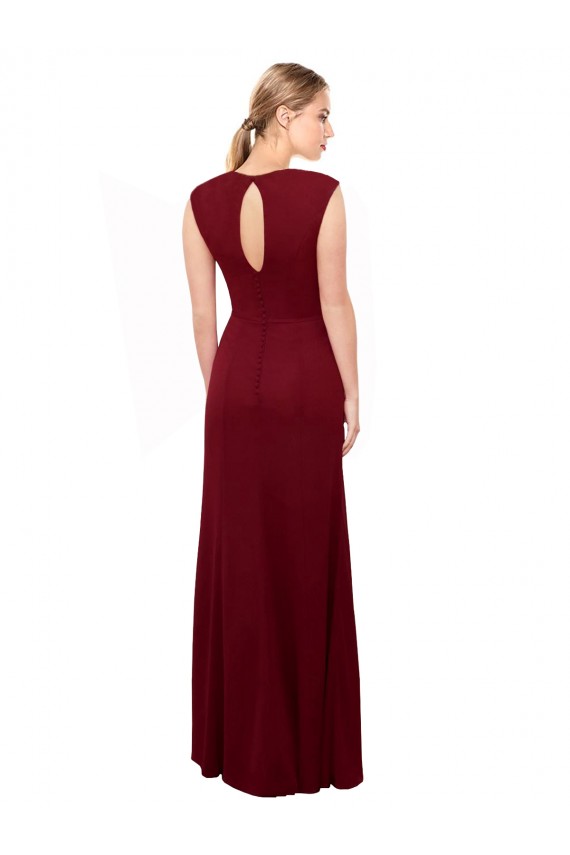 Buy Cap Sleeves Chiffon Bridesmaid Dress / Prom Dress with Pleated V-Neck Bodice UK