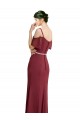 Buy Draped Cold Shoulder Long Chiffon Bridesmaid Dress with Spaghetti Straps UK