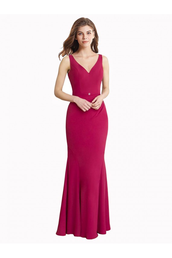 Buy V-Neck Mermaid Chiffon Bridesmaid Dress / Prom Dress with V-Back and Belt UK