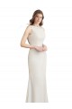 Buy Long Chiffon Bridesmaid Dress with Boat Neckline and Satin Collar UK