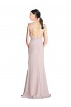 Buy Long Slim Chiffon Bridesmaid Dress with Ruffled Waist and Keyhole UK