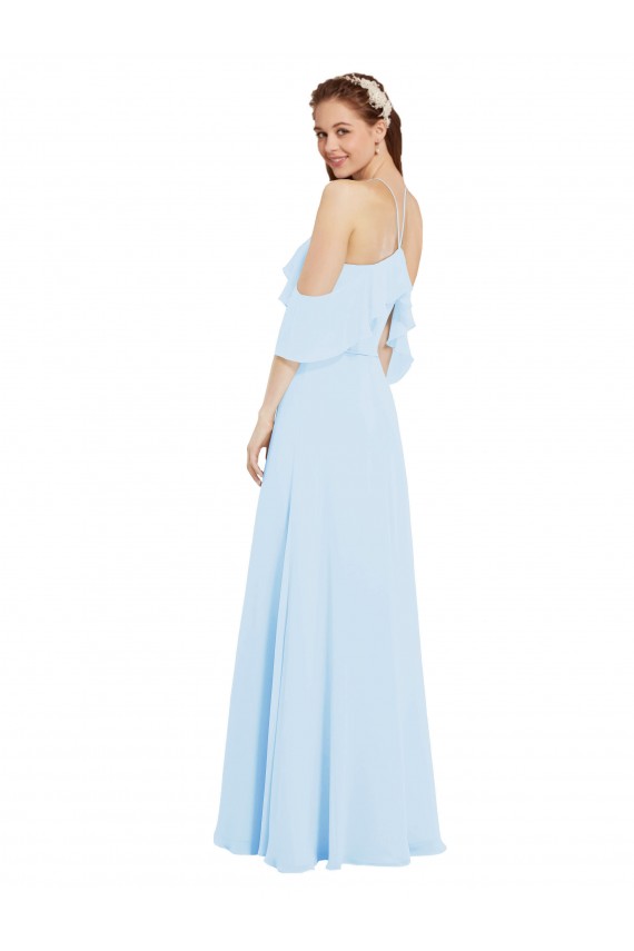 Buy Chiffon Halter Neck Bridesmaids Dress with Flounced Neckline UK