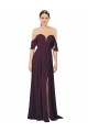 Buy Romantic Off-Shoulder Chiffon Bridesmaid Dress with Plunging V-Neck UK
