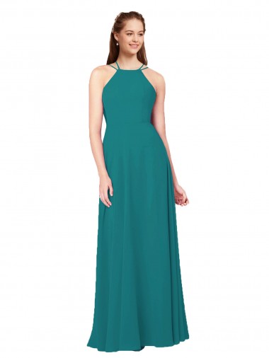 Buy Simple Chiffon Bridesmaid Dress with High Halter Neckline UK