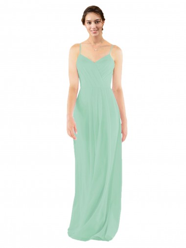 Buy Classic Long Chiffon Bridesmaid Dress with V-Neck UK