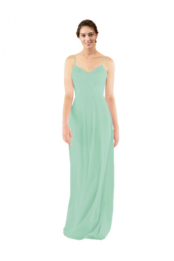 Buy Classic Long Chiffon Bridesmaid Dress with V-Neck UK