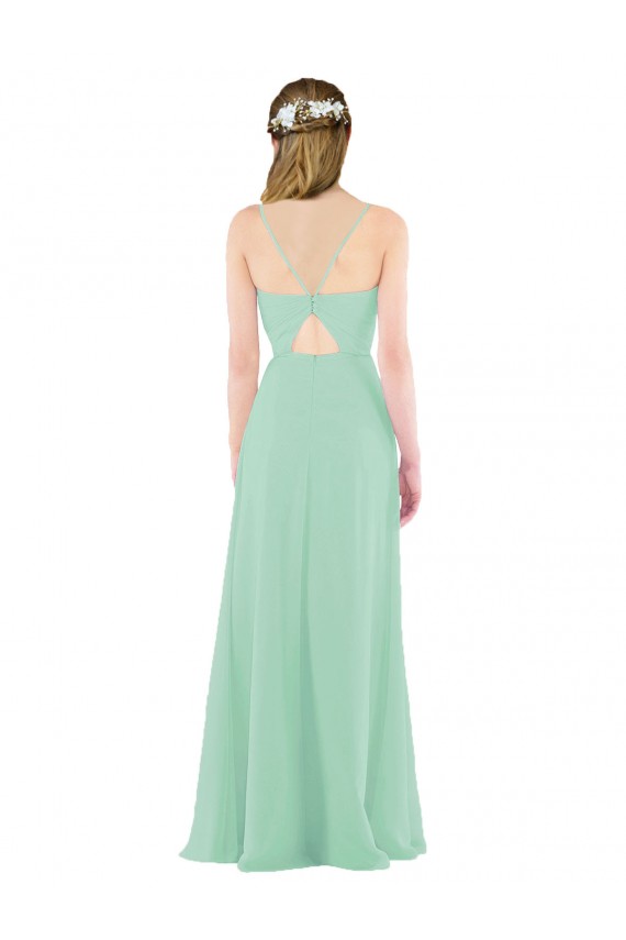 Buy Classic Long Chiffon Bridesmaid Dress with V-Neck UK