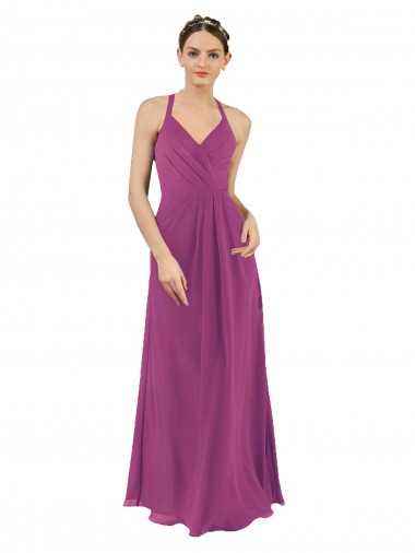 Buy Sassy Chiffon Bridesmaid Dress with Halter Neckline UK