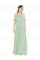 Buy Off-the-Shoulder Long Chiffon Beachy Bridesmaid Dress UK