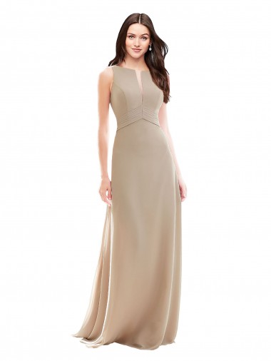 Buy Elegant Bridesmaid with High Neckline and Illusion V-Neck UK