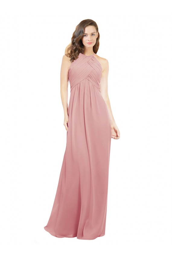 Buy Chiffon Bridesmaids Dress with Draped Bodice and Keyhole Back UK