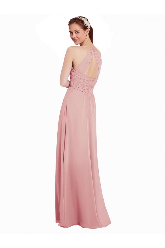 Buy Chiffon Bridesmaids Dress with Draped Bodice and Keyhole Back UK