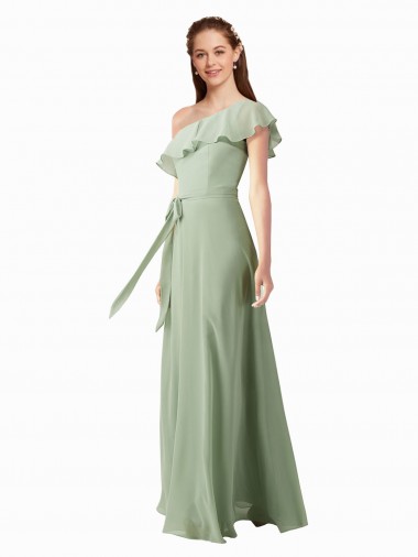 Buy Chiffon Bridesmaids Dress with Ruffles Flutter Sleeves UK