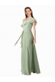 Buy Chiffon Bridesmaids Dress with Ruffles Flutter Sleeves UK