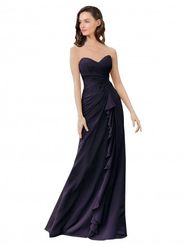 Buy Strapless Chiffon Bridesmaids Dress with Sweetheart Neckline UK