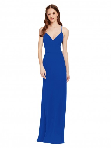 Buy Chiffon Bridesmaid Dress with Deep V-Neck and Spaghetti Straps UK