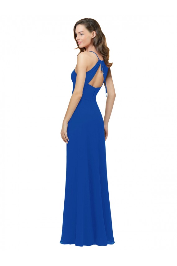 Buy Chiffon Bridesmaid Dress with Deep V-Neck and Spaghetti Straps UK