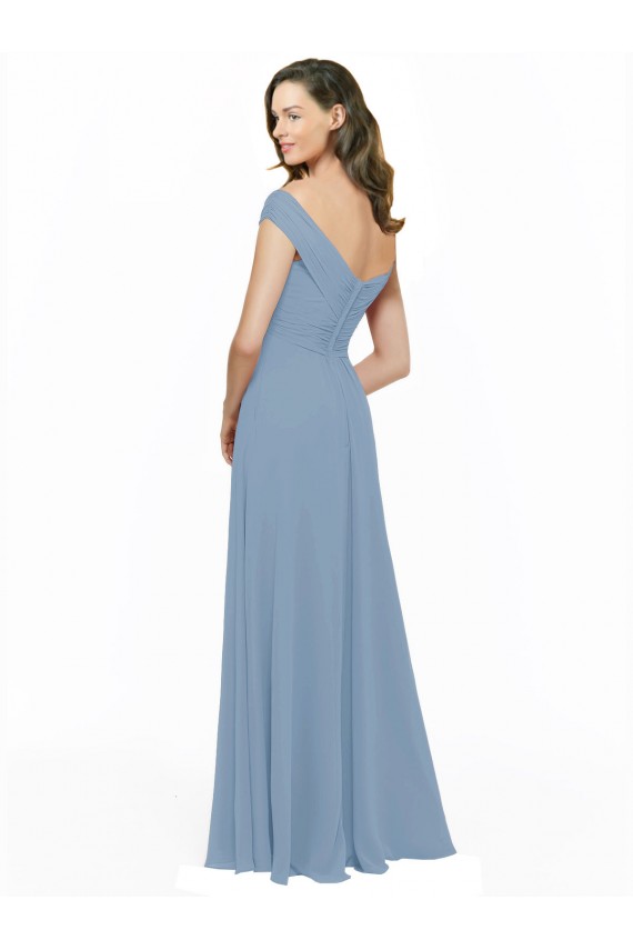 Buy Chiffon Bridesmaid Dress with Classic Off the Shoulder Neckline UK