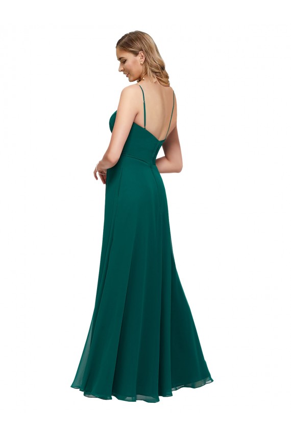 Buy Chiffon Bridesmaid Dress with Pleated Bodice and Straps UK