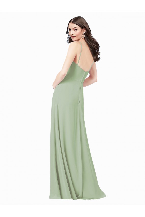 Buy Floor Length Long Chiffon Bridesmaid Dress with Side Slit UK