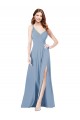 Buy Surplice Bodice A-Line Long Chiffon Bridesmaid Dress UK
