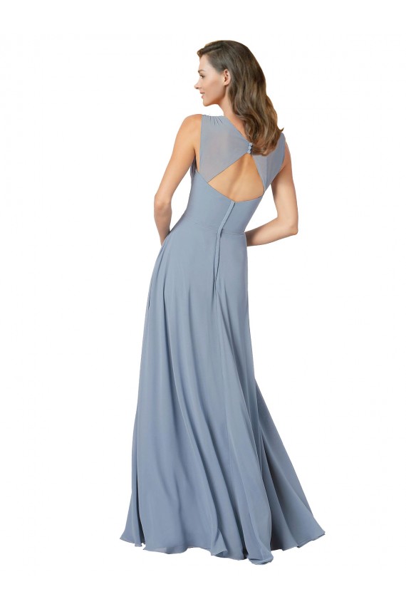 Buy Surplice Bodice A-Line Long Chiffon Bridesmaid Dress UK