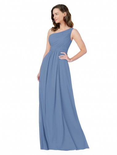 Buy Pleated One Shoulder Chiffon Bridesmaid Dress UK