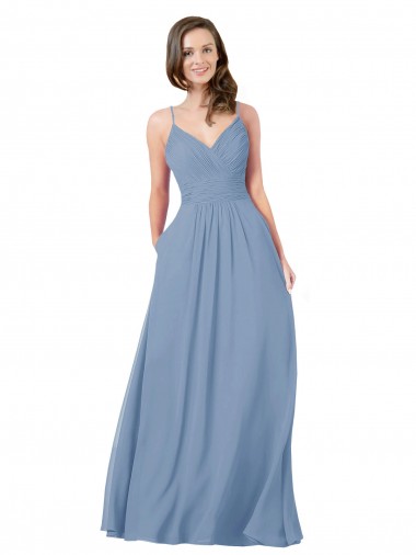 Buy A-Line Ruched V-Neckline Chiffon Bridesmaid Dress UK