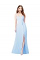 Buy Chiffon Bridesmaid Dress with Tie Sash and Side Slit UK