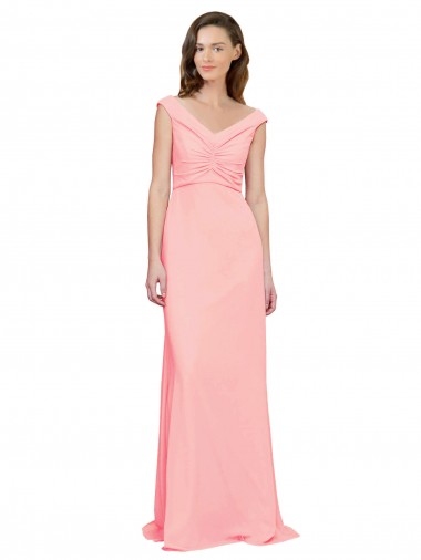 Buy Luxe Chiffon Bridesmaid Dress with Shoulder Tip Gathered Bodice UK