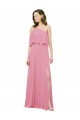 Buy Sleeved One Shoulder Chiffon Bridesmaids Dress with Draped Ruffle Overlay UK