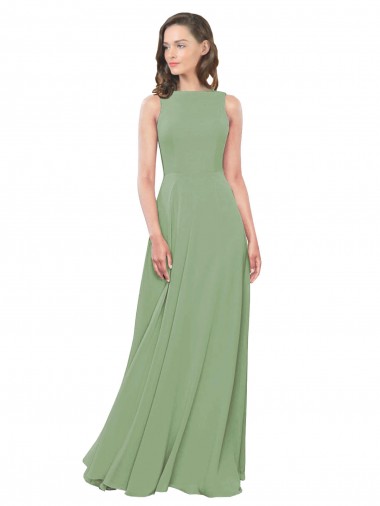 Buy High Neck Chiffon Bridesmaids Dress with Low Cowl Back UK