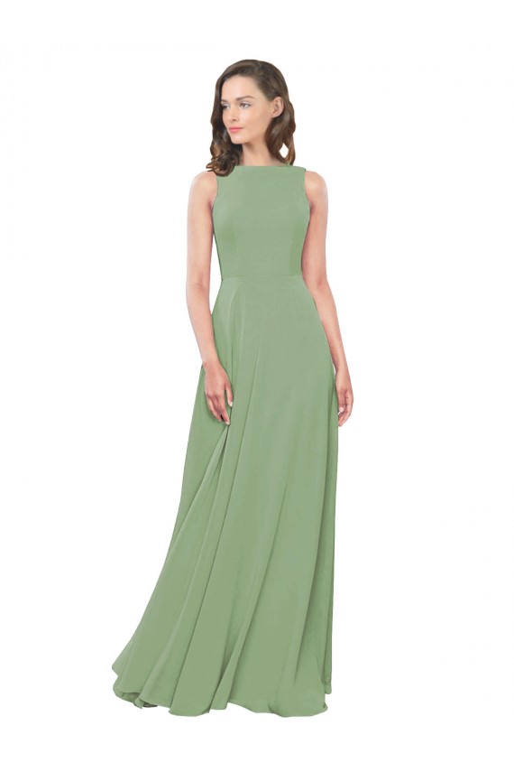 Buy High Neck Chiffon Bridesmaids Dress with Low Cowl Back UK
