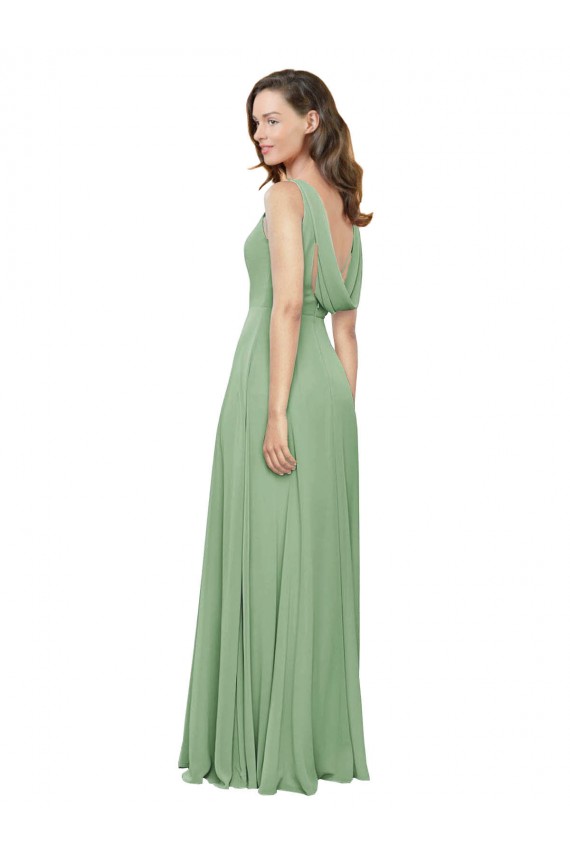 Buy High Neck Chiffon Bridesmaids Dress with Low Cowl Back UK