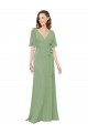 Buy Chiffon V-Neckline Wrap Bridesmaids Dress With Double Flutter Sleeve UK