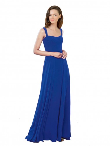 Buy Square Neck A-Line Long Floor Length Chiffon Bridesmaid Dress UK