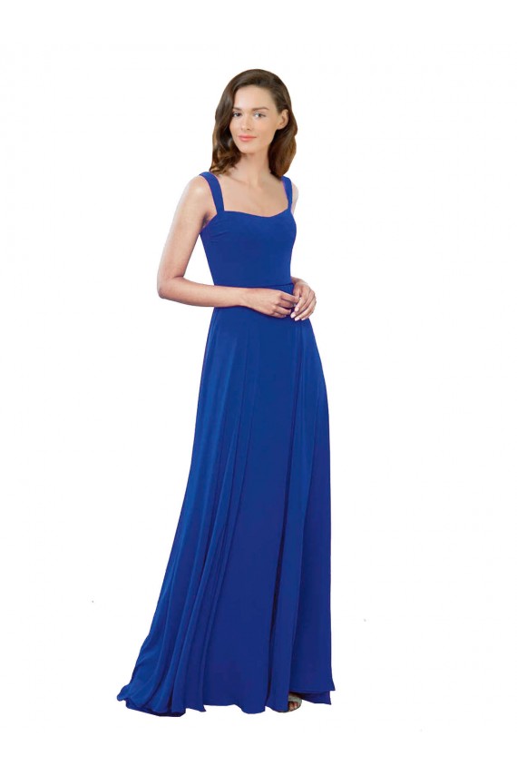 Buy Square Neck A-Line Long Floor Length Chiffon Bridesmaid Dress UK