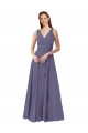 Buy V-Neck Long Draped A-Line Chiffon Bridesmaid Dress UK