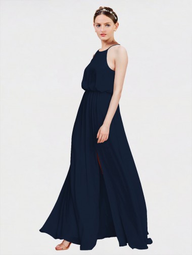 Buy High Halter Chiffon Bridesmaid Dress with Side Slit UK