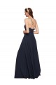 Buy Long Chiffon Bridesmaid Dress with Criss Cross Straps and Ruffles UK