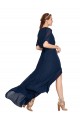 Buy V-Neck Plush Chiffon Bridesmaid Dress with Flutter Sleeves UK