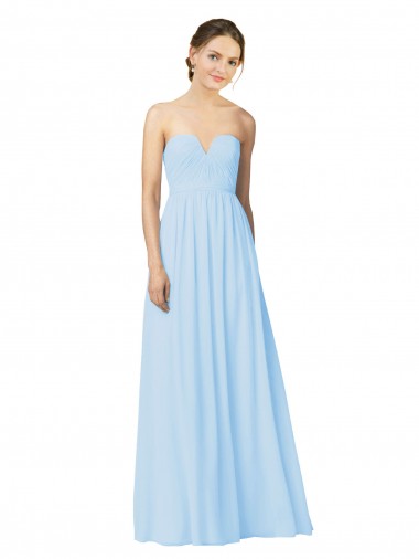 Buy Full Length Chiffon Bridesmaid Dress with Deep Sweetheat and Shirred Bodice UK